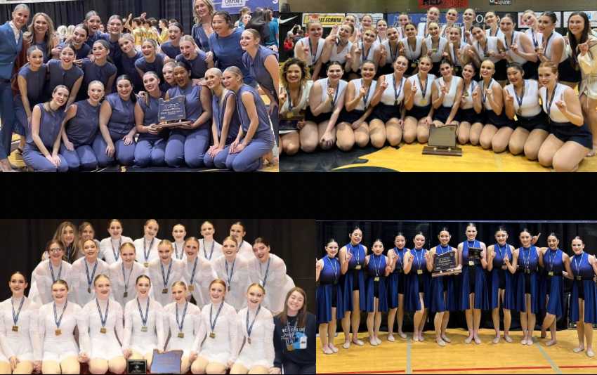 2022 state dance champions: Clackamas, Lake Oswego, Valley Catholic, and West Albany.