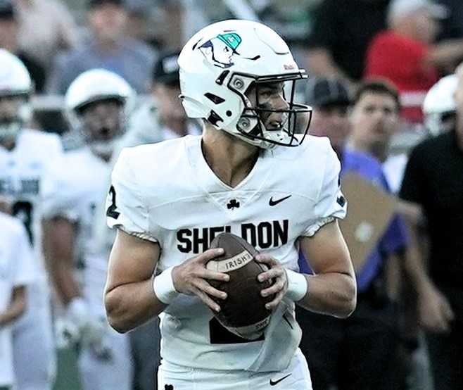 Sheldon senior quarterback Brock Thomas has passed and run for 113 touchdowns in his career. (Photo by Jon Olson)