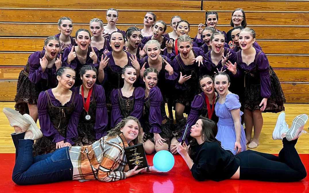 Sprague dance team celebrating its win at David Douglas.