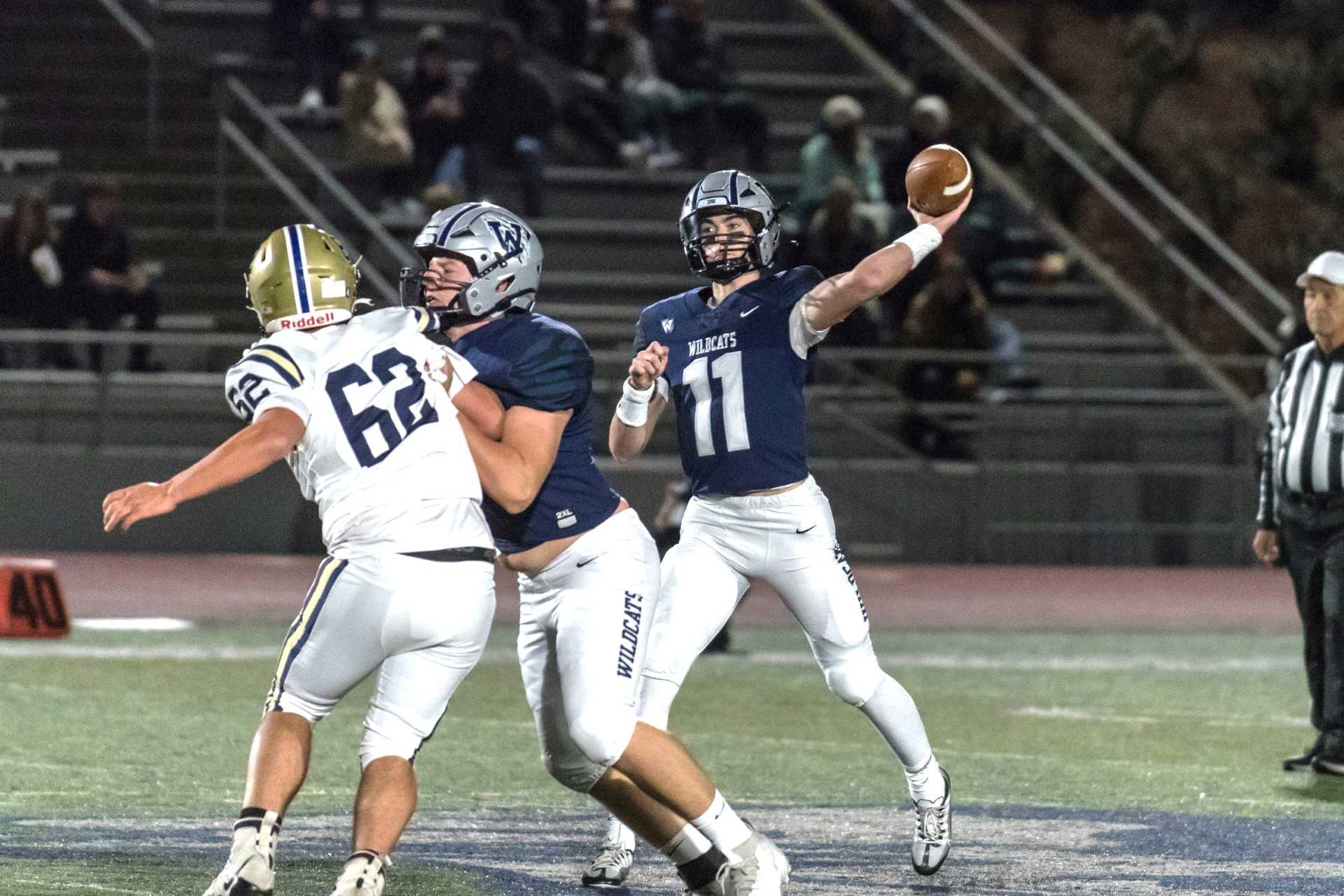 Wilsonville senior quarterback Kallen Gutridge has passed for 2,370 yards and 35 touchdowns this season. (Photo by Greg Artman)