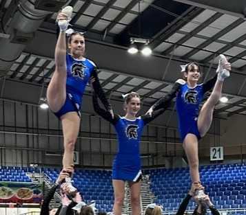 Hillsboro Spartan cheerleaders perform their pyramid at the OE Classic.