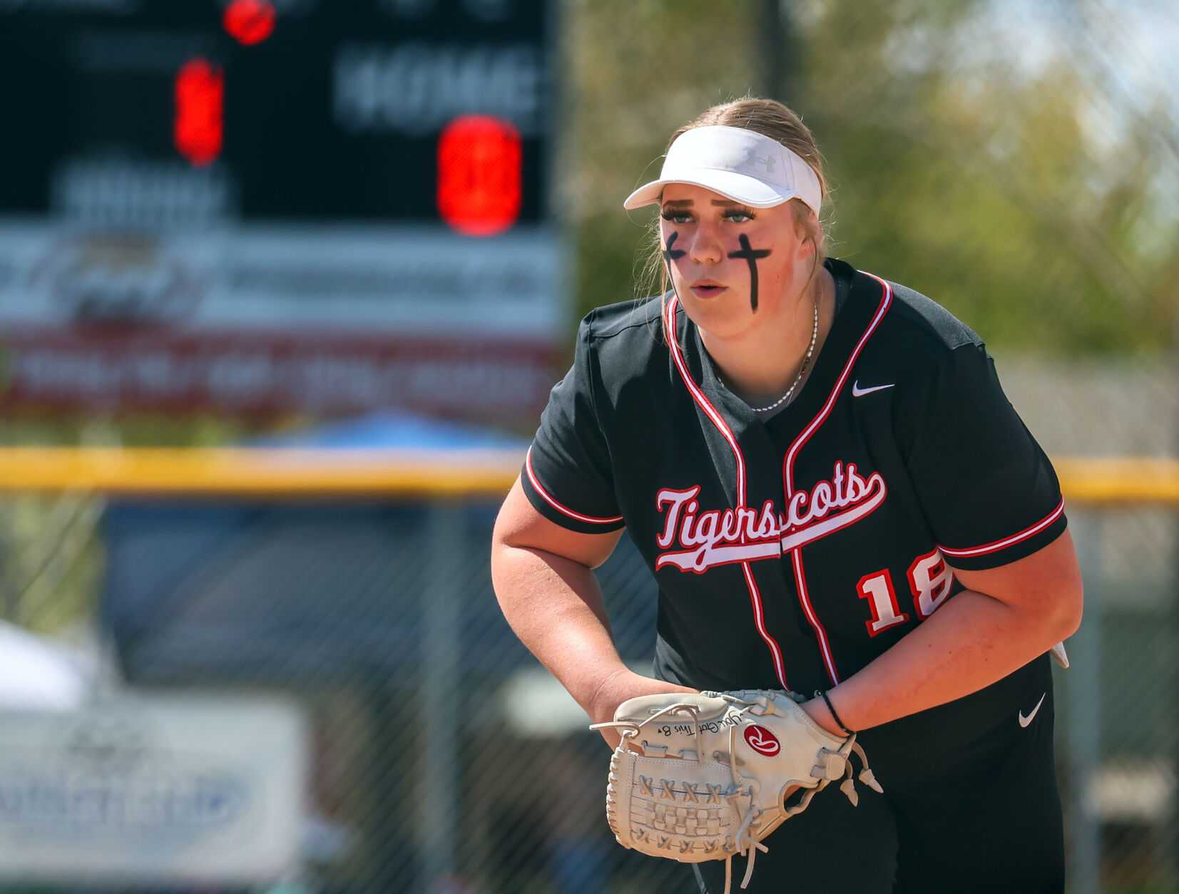 Weston-McEwen pitcher Bre Ward had a win and a walk-off three-run homer in Friday's doubleheader. (Kathy Aney/East Oregonian)